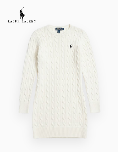 Women's Cable Knit Jumper Dress R&L® White | Limited Edition